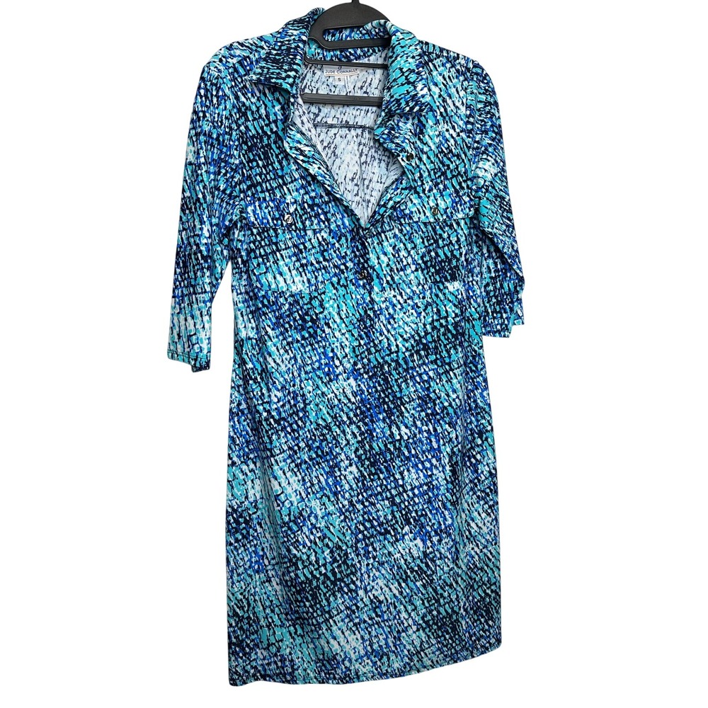 Jude Connally Blue Abstract Print Jude Cloth Shift Dress Womens Small Style‎ 186